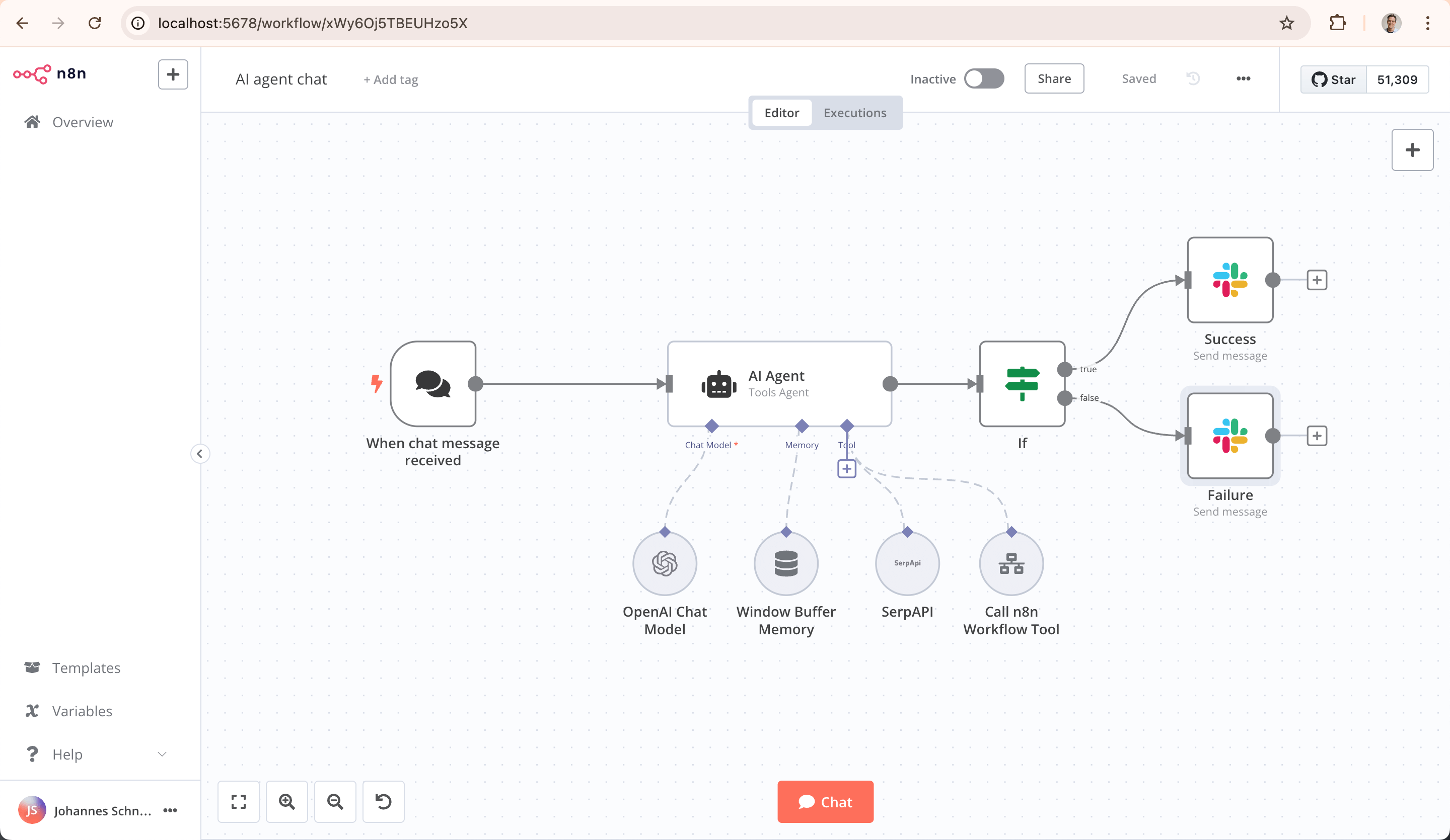 n8n workflow editor screen