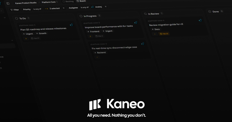 Simple and intuitive Kaneo dashboard interface
